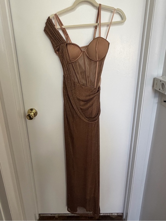 JLUXLABEL Dresses & Skirts - JLUXLABEL Tan Strappy Sheer Panel Dress